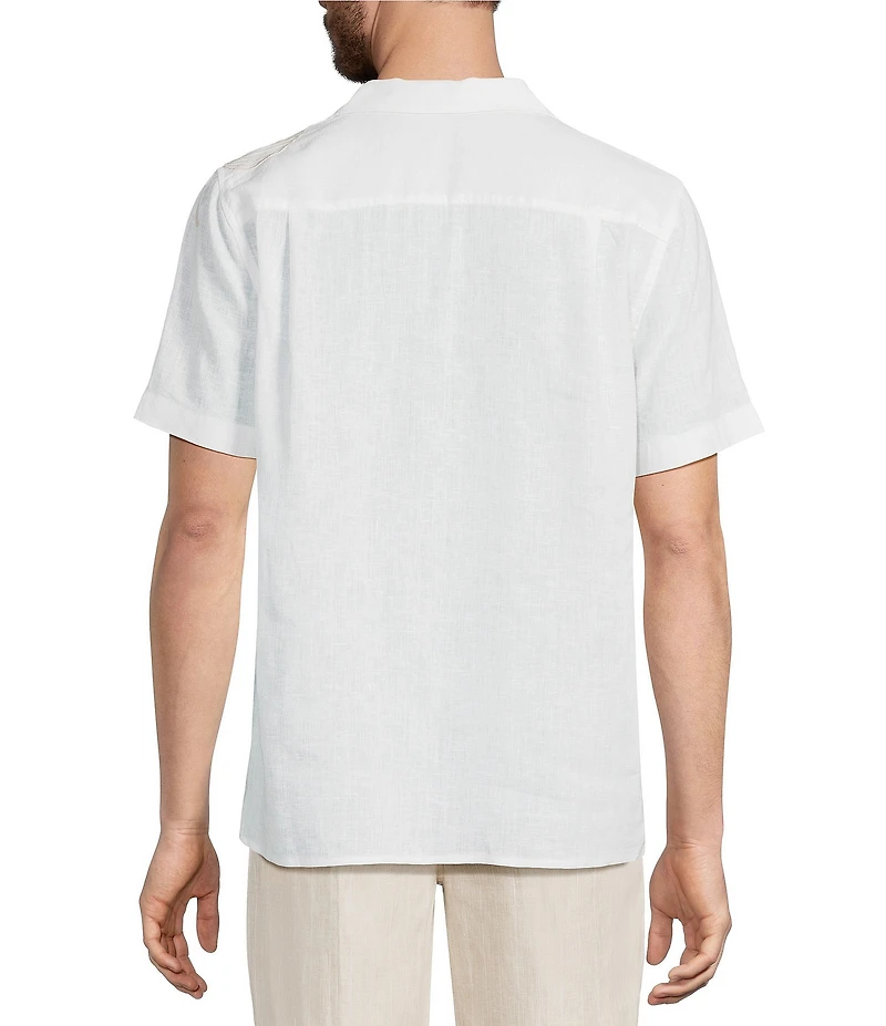 Murano Baird McNutt Linen Embroidered Print Woven Camp Shirt