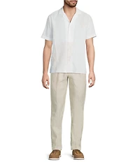 Murano Baird McNutt Linen Embroidered Print Woven Camp Shirt