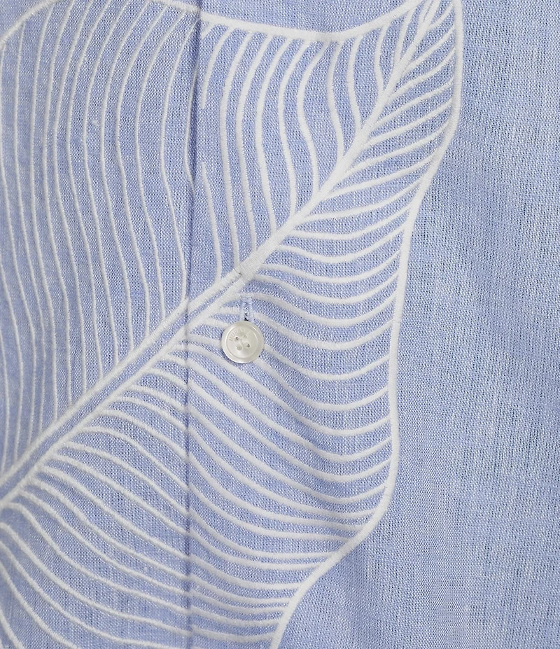 Murano Baird McNutt Linen Embroidered Print Woven Camp Shirt
