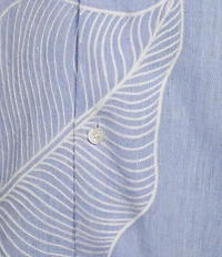 Murano Baird McNutt Linen Embroidered Print Woven Camp Shirt