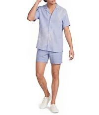 Murano Baird McNutt Linen Embroidered Print Woven Camp Shirt
