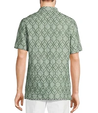 Murano Baird McNutt Linen Embroidered Short Sleeve Convertible Camp Collar Woven Shirt