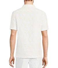 Murano Baird McNutt Linen Embroidered Short Sleeve Convertible Camp Collar Woven Shirt