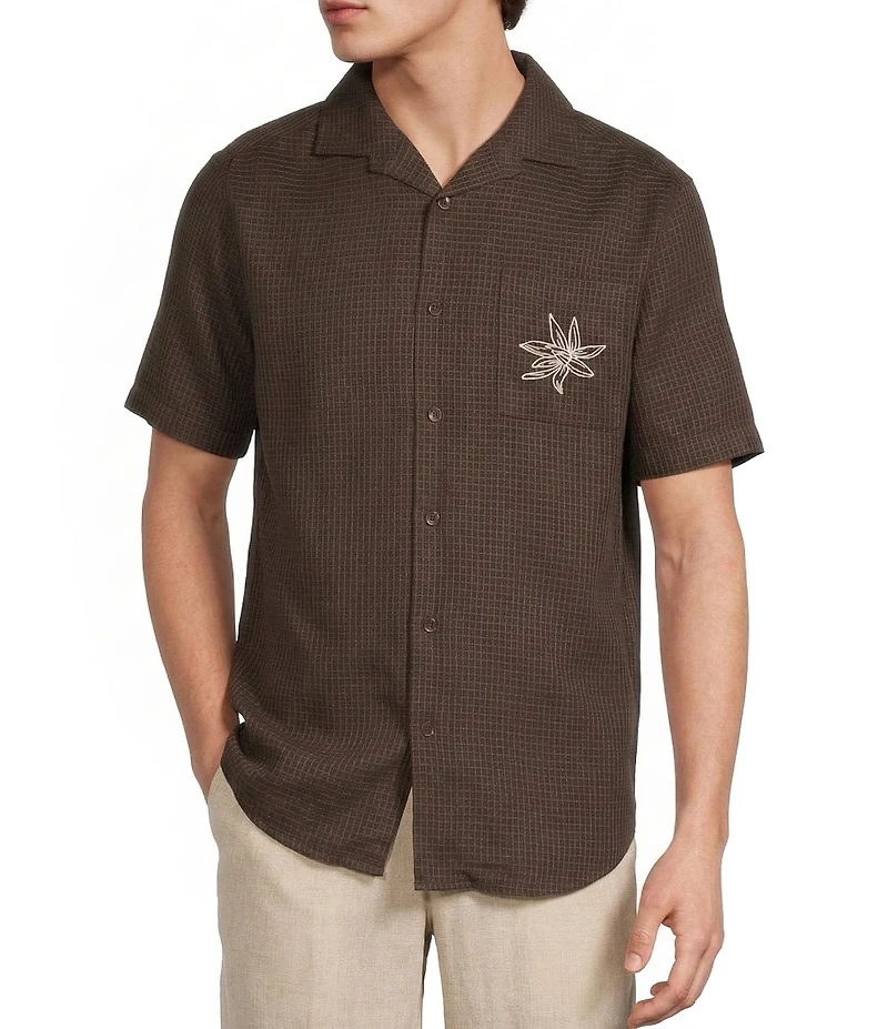Murano Baird McNutt Linen Pocket Embroidery Short Sleeve Woven Camp Shirt