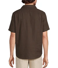 Murano Baird McNutt Linen Pocket Embroidery Short Sleeve Woven Camp Shirt