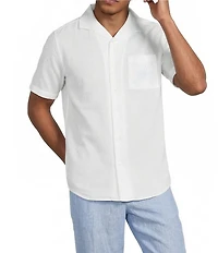 Murano Baird McNutt Linen Pocket Embroidery Short Sleeve Woven Camp Shirt