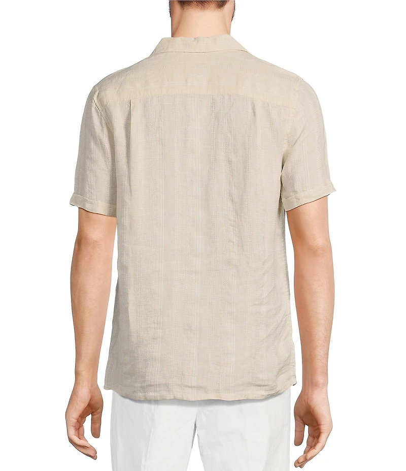 Murano Baird McNutt Linen Slim Fit Dual Pocket Textured Short Sleeve Woven Shirt