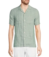 Murano Baird McNutt Linen Slim Fit Dual Pocket Textured Short Sleeve Woven Shirt