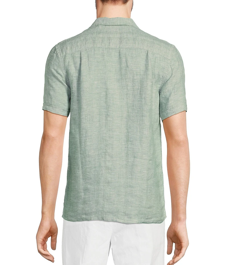 Murano Baird McNutt Linen Slim Fit Dual Pocket Textured Short Sleeve Woven Shirt