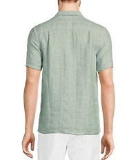 Murano Baird McNutt Linen Slim Fit Dual Pocket Textured Short Sleeve Woven Shirt