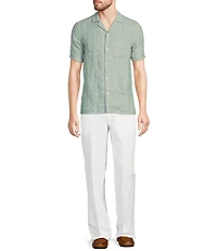 Murano Baird McNutt Linen Slim Fit Dual Pocket Textured Short Sleeve Woven Shirt