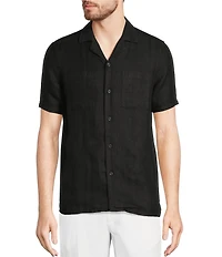 Murano Baird McNutt Linen Slim Fit Dual Pocket Textured Short Sleeve Woven Shirt