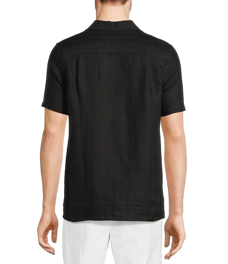 Murano Baird McNutt Linen Slim Fit Dual Pocket Textured Short Sleeve Woven Shirt