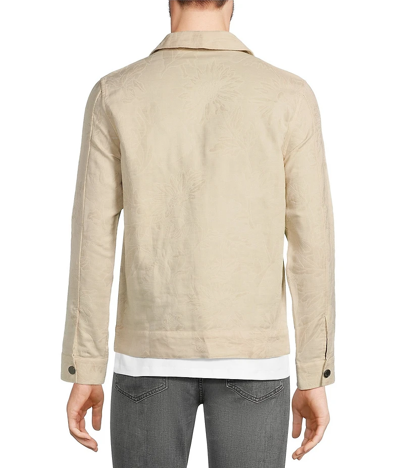 Murano Baird McNutt Linen Slim Fit Jacquard Floral Shirt Jacket