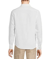 Murano Baird McNutt Linen Slim Fit Placed Texture Long Sleeve Woven Shirt