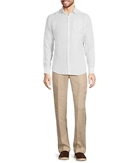 Murano Baird McNutt Linen Slim Fit Placed Texture Long Sleeve Woven Shirt