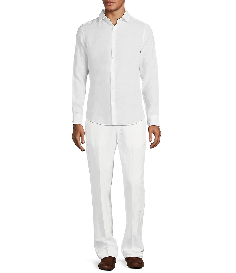 Murano Baird McNutt Linen Slim Fit Solid Long Sleeve Woven Shirt