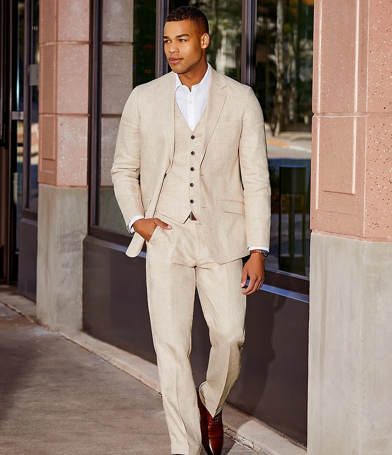 Murano Baird McNutt Linen Slim Fit Solid Long Sleeve Woven Shirt