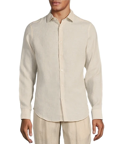 Murano Baird McNutt Linen Slim Fit Solid Long Sleeve Woven Shirt