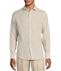 Murano Baird McNutt Linen Slim Fit Solid Long Sleeve Woven Shirt