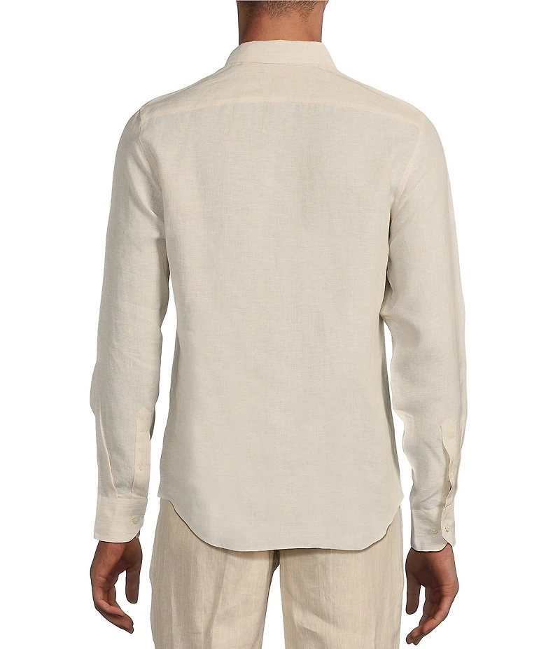 Murano Baird McNutt Linen Slim Fit Solid Long Sleeve Woven Shirt