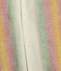 Murano Baird McNutt Linen Slim Fit Stripe Short Sleeve Woven Shirt