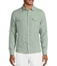 Murano Baird McNutt Linen Solid Long-Sleeve Woven Shirt