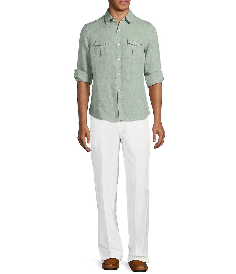 Murano Baird McNutt Linen Solid Long-Sleeve Woven Shirt