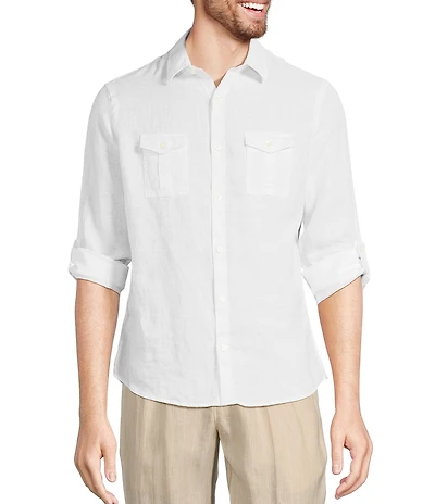 Murano Baird McNutt Linen Solid Long-Sleeve Woven Shirt