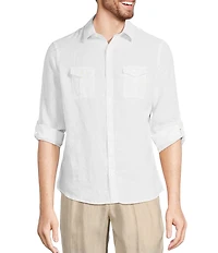Murano Baird McNutt Linen Solid Long-Sleeve Woven Shirt