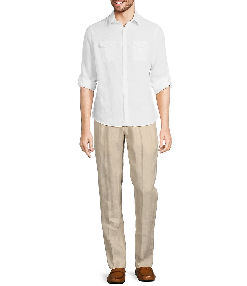 Murano Baird McNutt Linen Solid Long-Sleeve Woven Shirt