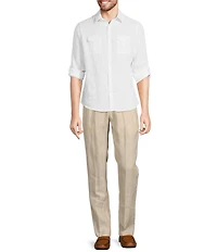 Murano Baird McNutt Linen Solid Long-Sleeve Woven Shirt