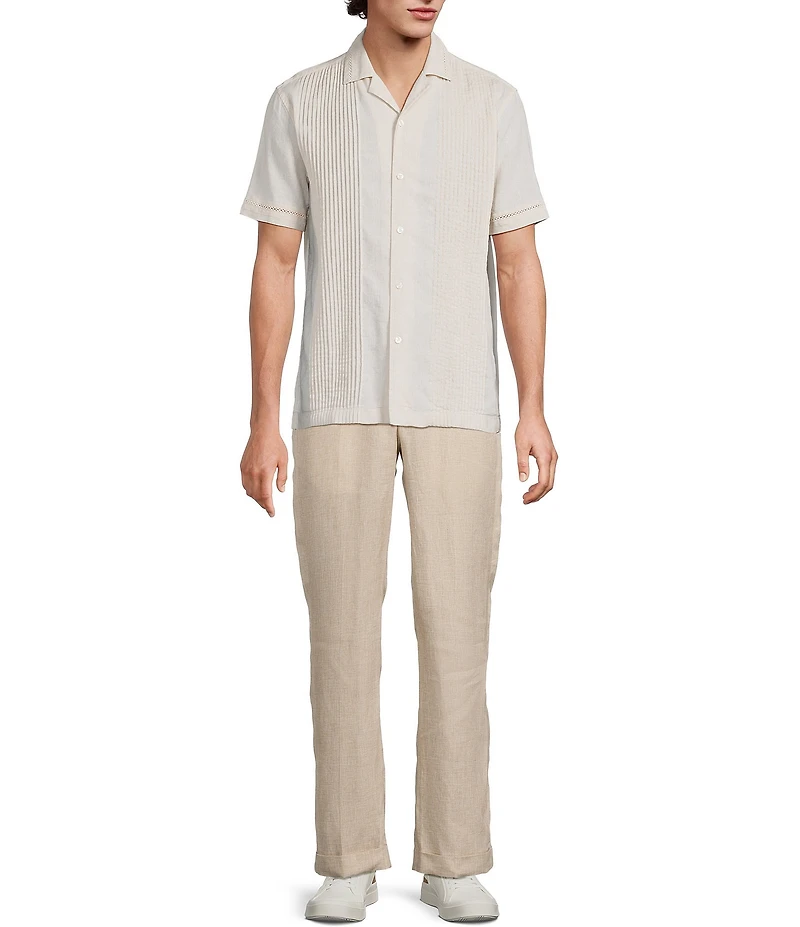 Murano Baird McNutt Linen Stripe Short Sleeve Woven Camp Shirt