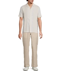 Murano Baird McNutt Linen Stripe Short Sleeve Woven Camp Shirt