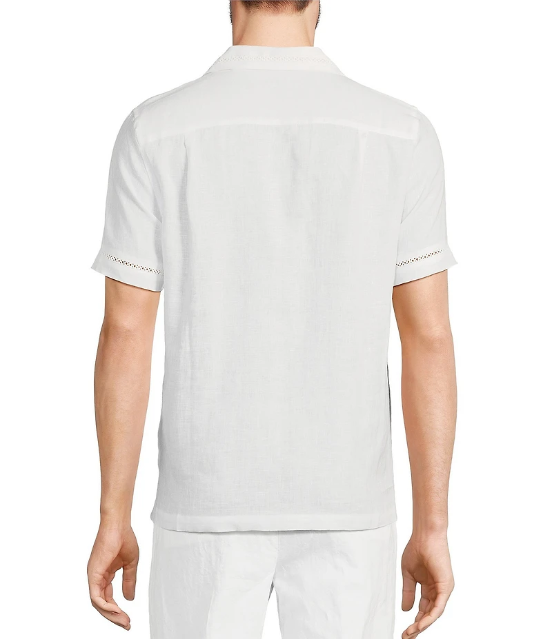 Murano Baird McNutt Linen Striped Short Sleeve Woven Camp Shirt