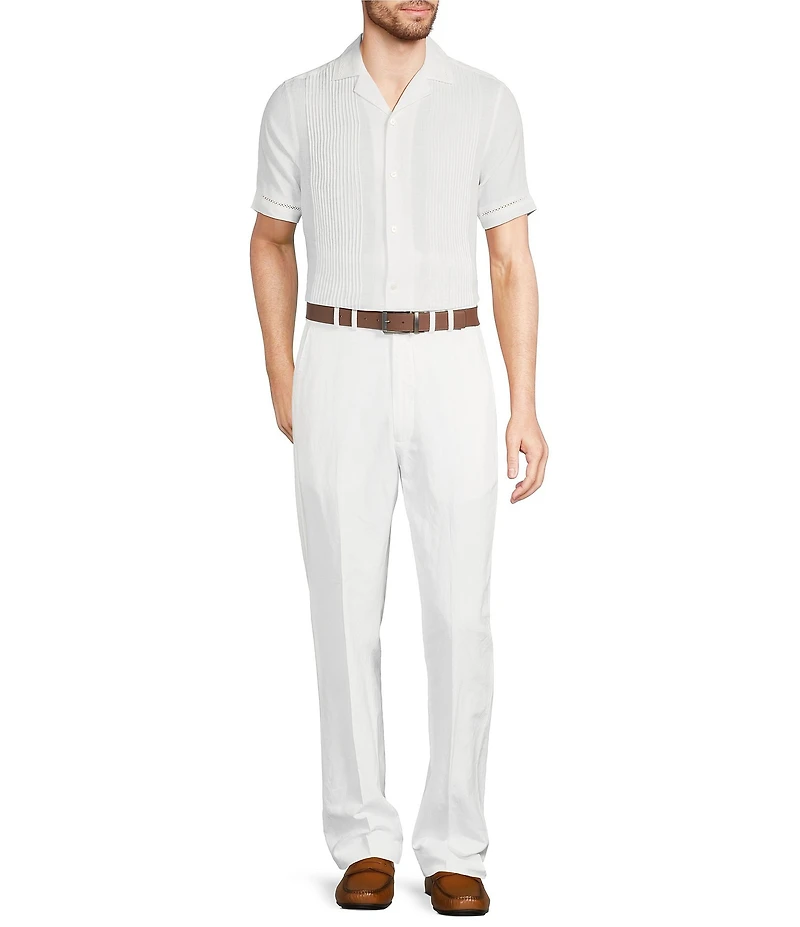 Murano Baird McNutt Linen Striped Short Sleeve Woven Camp Shirt