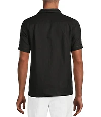 Murano Baird McNutt Linen Striped Short Sleeve Woven Camp Shirt