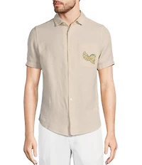 Murano Baird McNutt Linen Textured Short Sleeve Woven Camp Shirt