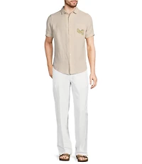 Murano Baird McNutt Linen Textured Short Sleeve Woven Camp Shirt