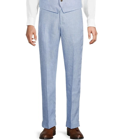 Murano Baird McNutt Linen Zac Classic Fit Flat Front Suit Separates Pants