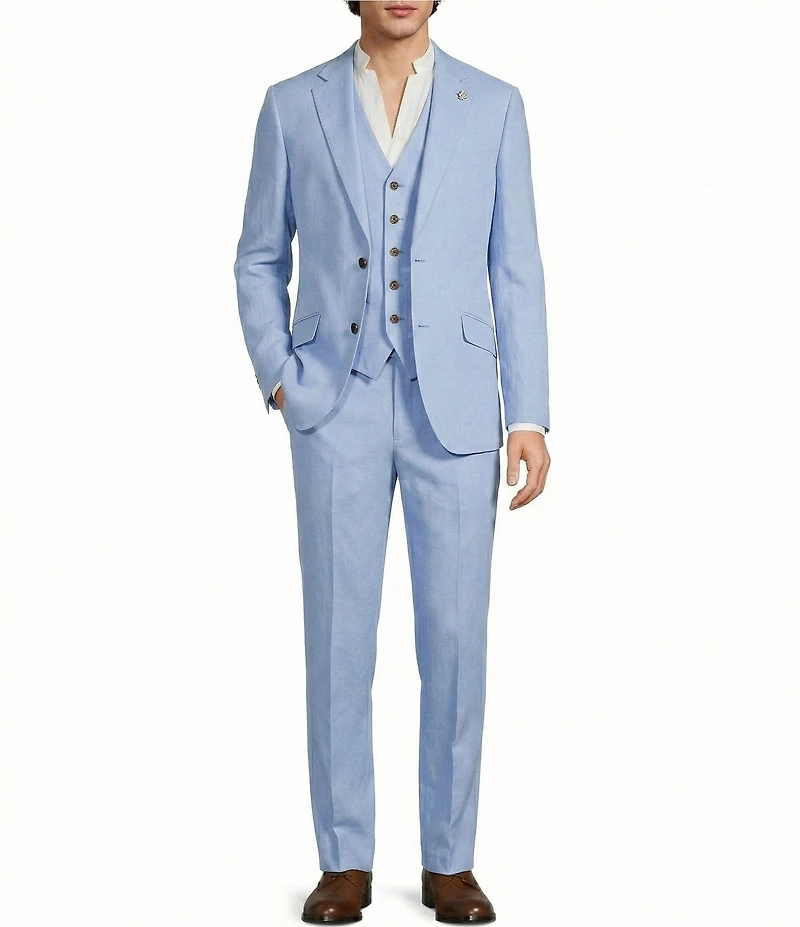 Murano Baird McNutt Linen Zac Classic Fit Flat Front Suit Separates Pants