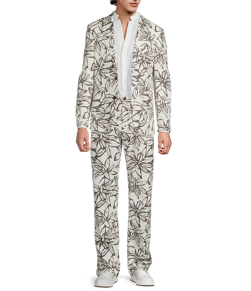 Murano Baird McNutt Zac Classic Fit Printed Linen Pants