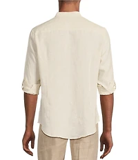 Murano Big & Tall Baird McNutt Linen Classic Fit Mandarin Collar Long Sleeve Woven Shirt