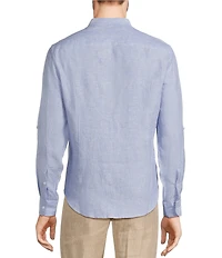 Murano Big & Tall Baird McNutt Linen Classic Fit Mandarin Collar Long Sleeve Woven Shirt