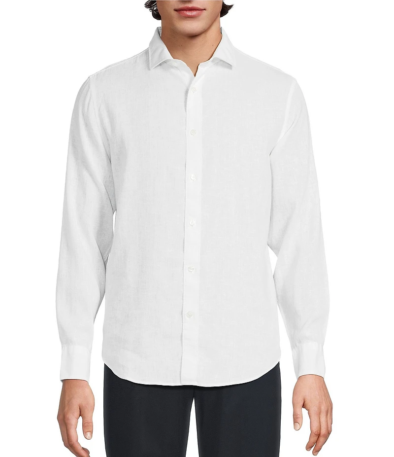 Murano Big & Tall Baird McNutt Linen Classic Fit Solid Long Sleeve Woven Shirt