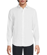 Murano Big & Tall Baird McNutt Linen Classic Fit Solid Long Sleeve Woven Shirt
