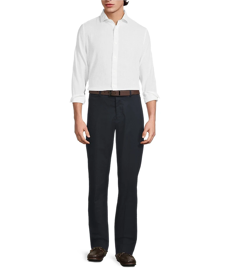 Murano Big & Tall Baird McNutt Linen Classic Fit Solid Long Sleeve Woven Shirt