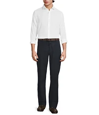 Murano Big & Tall Baird McNutt Linen Classic Fit Solid Long Sleeve Woven Shirt