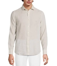 Murano Big & Tall Baird McNutt Linen Classic Fit Solid Long Sleeve Woven Shirt