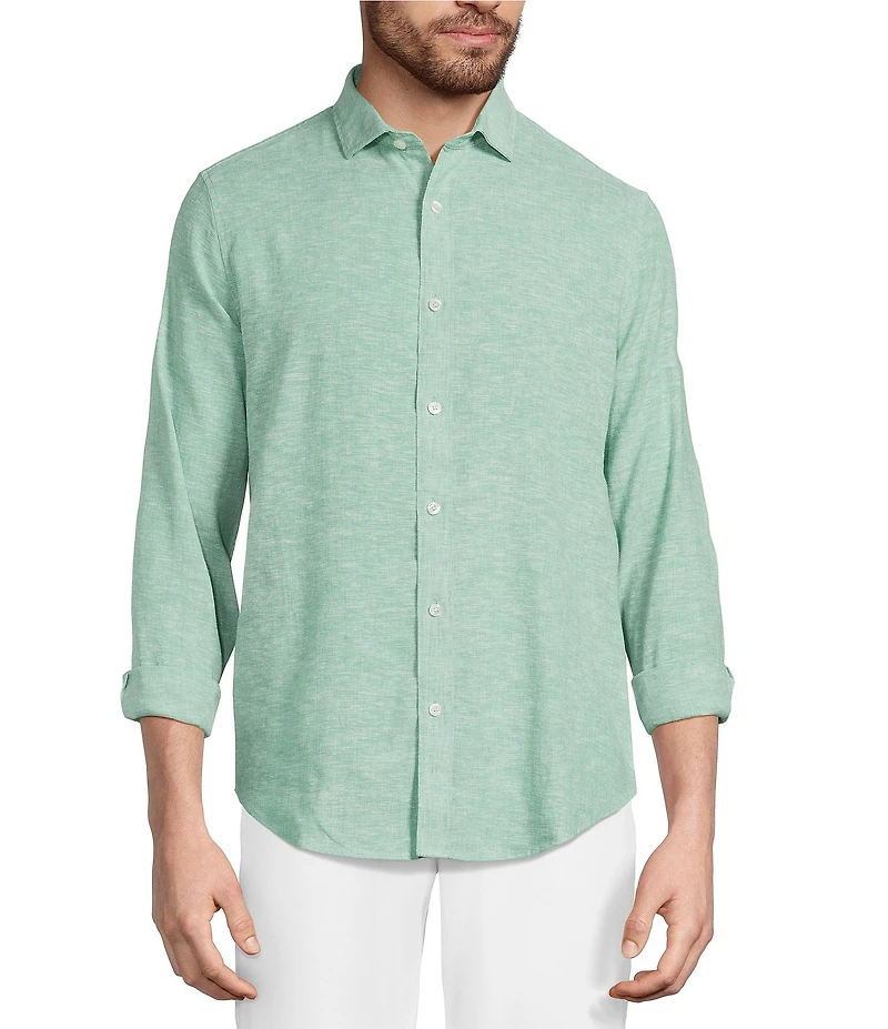 Murano Big & Tall Baird McNutt Linen Classic Fit Solid Long Sleeve Woven Shirt